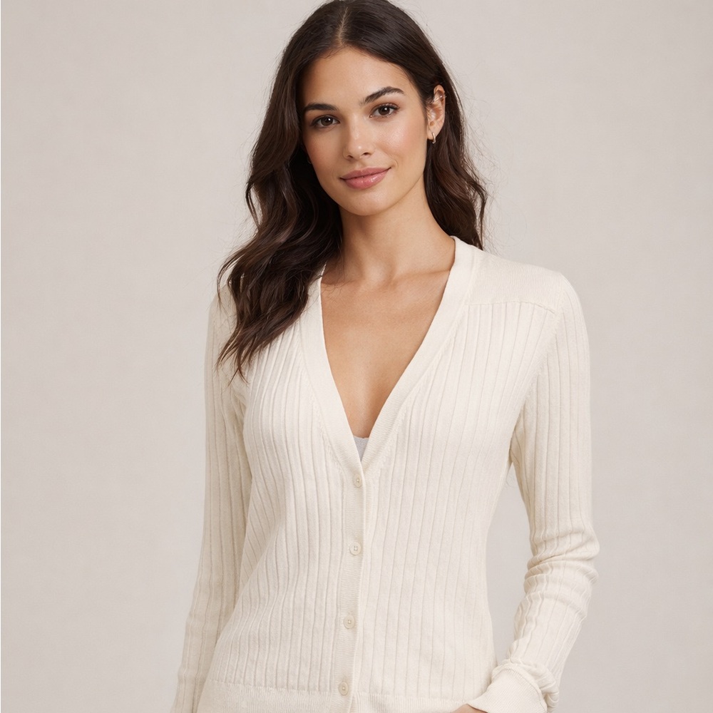 525 America Ivory Button-Up Cardigan Large